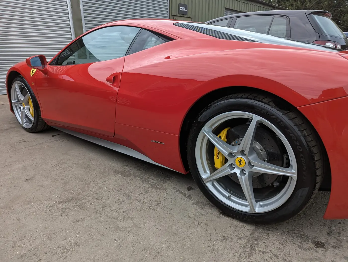 Ferrari 458 with refurbished alloy wheels at WK Detailing, Stratford-upon-Avon