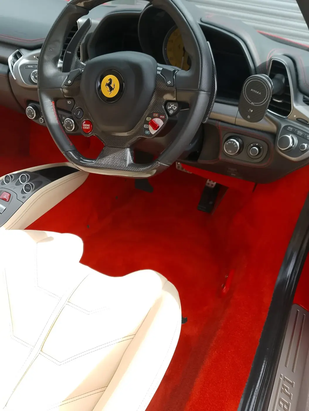 Ferrari cockpit and red carpets cleaned