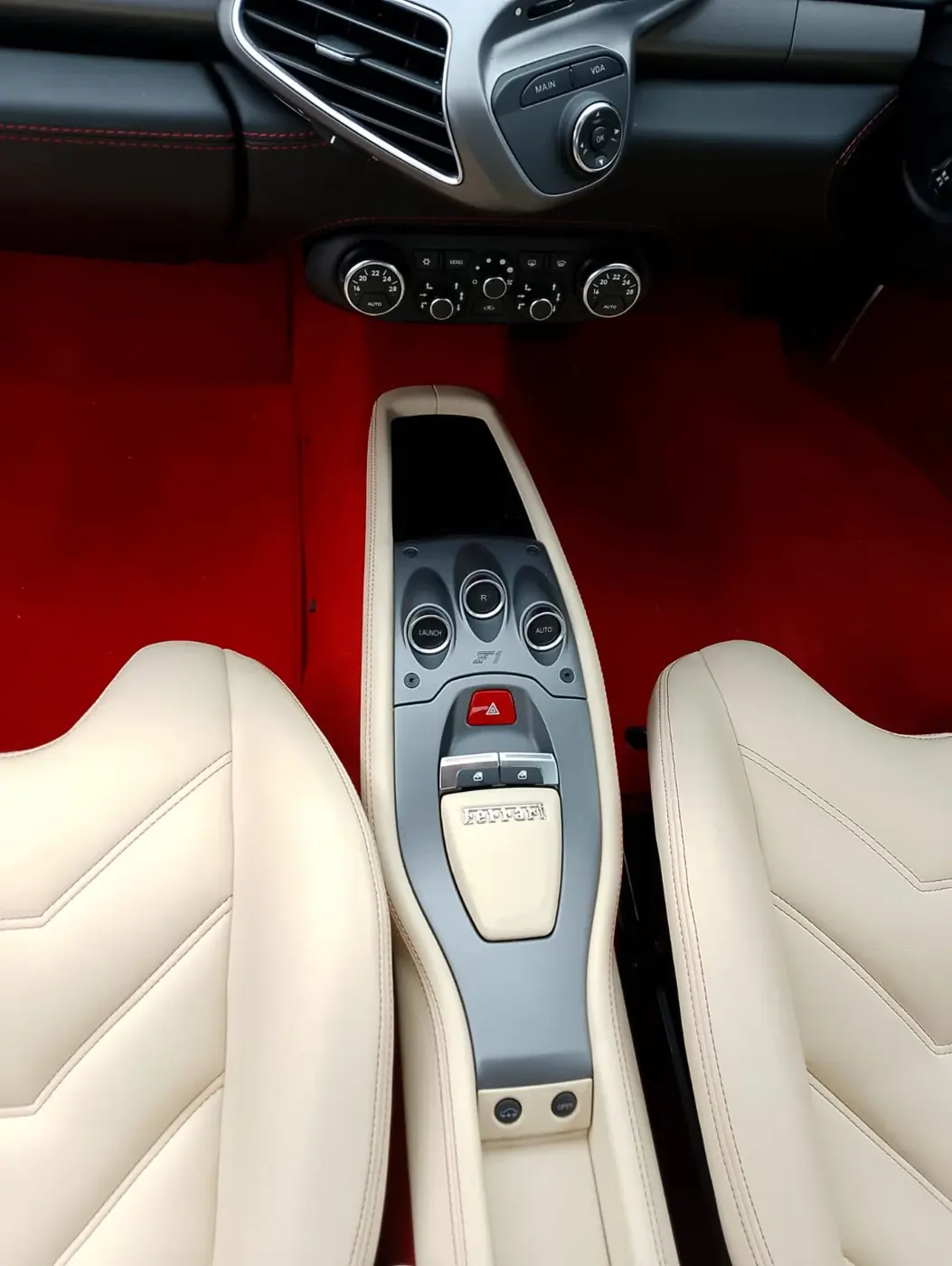 Cream leather Ferrari seats after interior detail